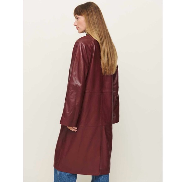 Reformation x Veda Beck Leather Trench in Chianti Burgundy, size medium! - Picture 2 of 16